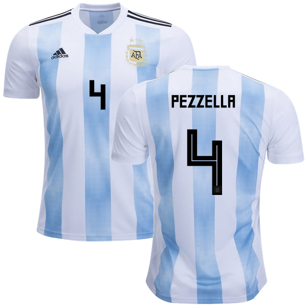 Argentina #4 Pezzella Home Kid Soccer Country Jersey - Click Image to Close